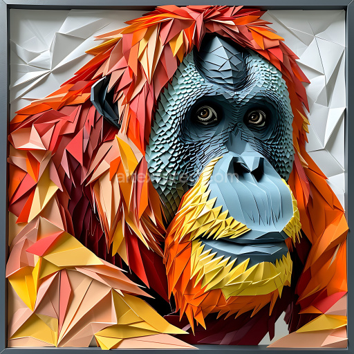 Seamless 3D PBR Texture of Origami-Style Orangutan Fur and Scaled Face
