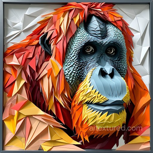 Animal - Seamless 3D PBR Texture of Origami-Style Orangutan Fur and Scaled Face texture preview