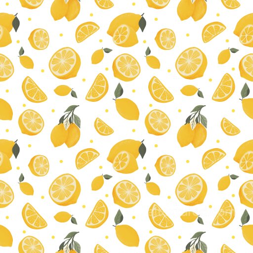 Lemon Citrus Pattern PBR Texture with Hand-Drawn Style and Light Background seamless Pattern Bundle PBR texture