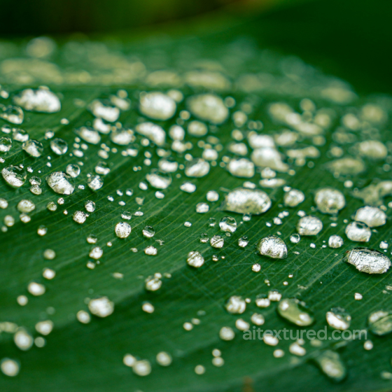 High-Detail PBR Texture of Green Leaf with Water Droplets Ground surface texture preview