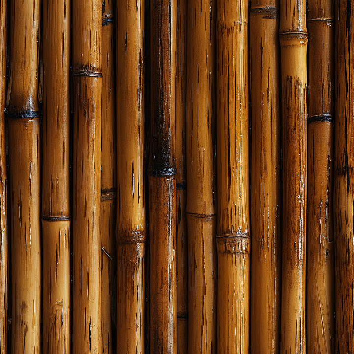 Polished Bamboo Culms with Natural Node Details seamless PBR texture preview