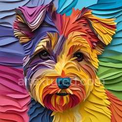 seamless Seamless 3D PBR Texture Featuring Stylized Colorful Australian Terrier Fur in Origami Style texture 8k free download PBR