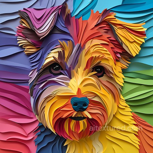 Animal - Seamless 3D PBR Texture Featuring Stylized Colorful Australian Terrier Fur in Origami Sty… texture preview
