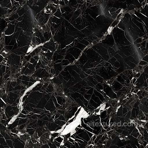 Black Marble PBR Texture Featuring Intricate White Vein Patterns seamless Marble PBR texture