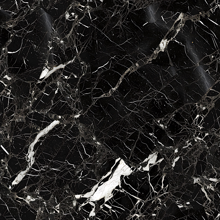 Black Marble Featuring Intricate White Vein Patterns seamless PBR texture preview