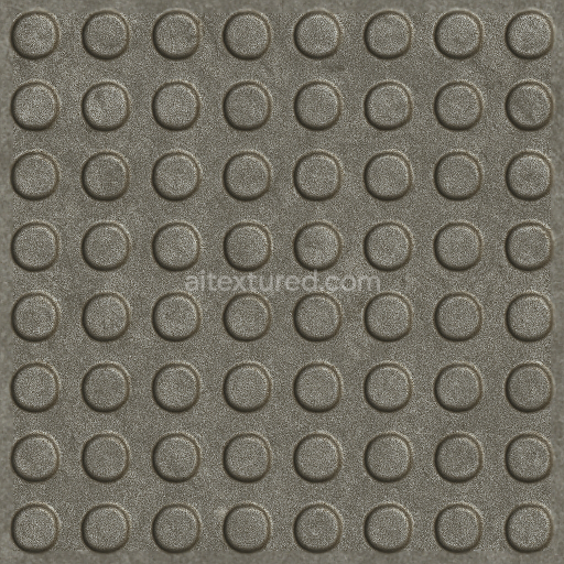 Seamless 3d texture pbr 8k tactile plate with raised circles on textured metal sheet