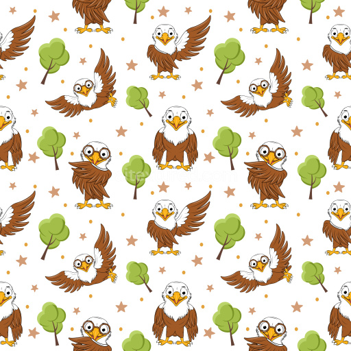Pattern Bundle - Seamless 3D Pattern PBR Texture with Cartoon Eagles and Trees texture preview