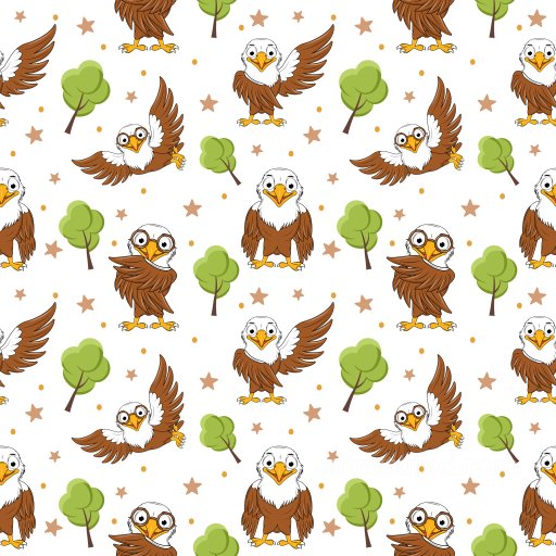 Pattern PBR Texture with Cartoon Eagles and Trees seamless Pattern Bundle PBR texture
