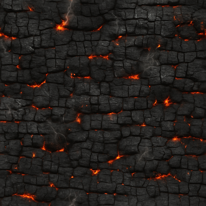 Burnt Bark With Dark Soot And Fire Kissed Highlights seamless PBR texture preview