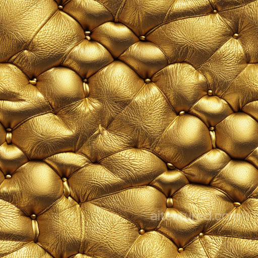 Quilted Gold Leather PBR Texture with Glossy Grain and Padded Cushions seamless Leather PBR texture
