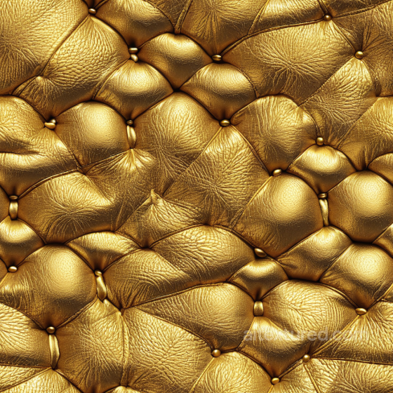 Quilted Gold Leather PBR Texture with Glossy Grain and Padded Cushions Leather texture preview