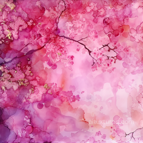 Alcohol Ink PBR Texture with Pink Floral Swirls and Gold Accents Alcohol ink texture preview