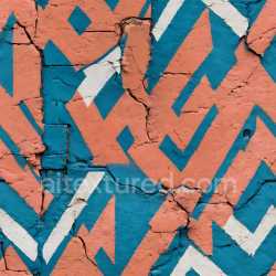 seamless Seamless 3D PBR Graffiti Texture Featuring Distressed Blue, Coral, and White Geometric Paint texture 8k free download PBR