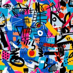 seamless Seamless 3D PBR Texture Featuring Vibrant Abstract Graffiti Tags and Colorful Brush Strokes texture 8k free download PBR