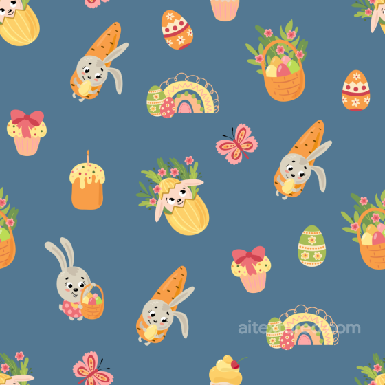 with Easter Cartoon Bunnies and Eggs Pattern All Christmas Digital paper texture preview