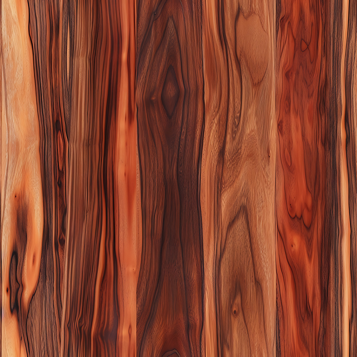 Exotic Wood Planks with Rich Warm Grains and Knots seamless PBR texture preview