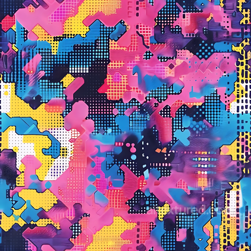 Stylized Digital Pixel Camouflage PBR Texture with Vibrant Color Blocks seamless Color Camouflage PBR texture