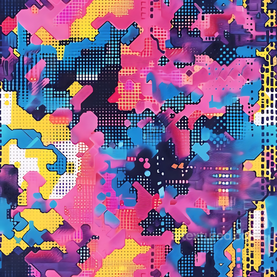 Stylized Digital Pixel Camouflage PBR Texture with Vibrant Color Blocks Color Camouflage texture preview