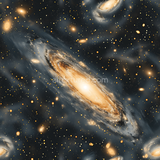 Seamless 3D Space PBR Texture Featuring Glowing Galaxy Clouds and Starfield