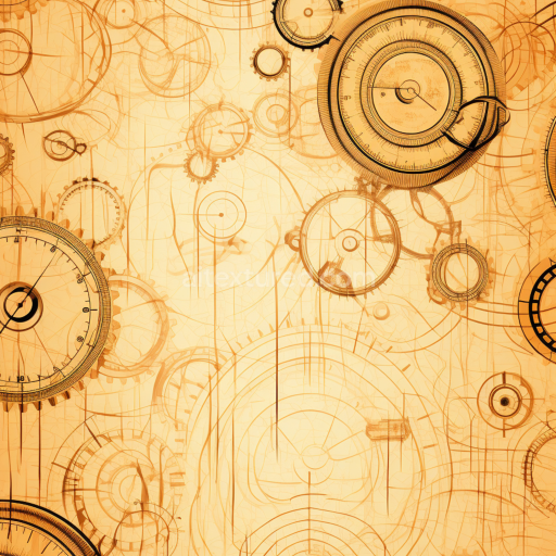 Seamless 3D PBR Texture of Vintage Clockwork Blueprints in Sepia