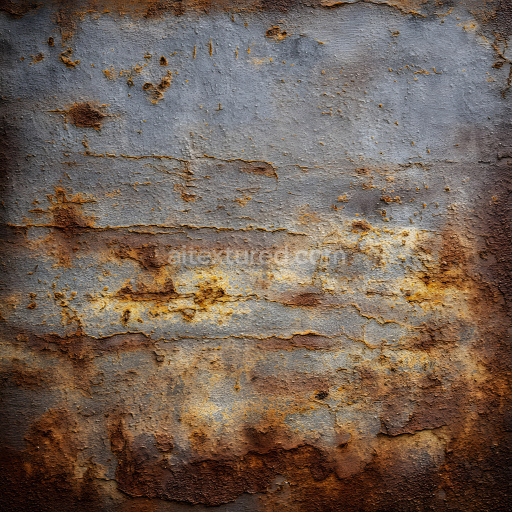 Seamless 3D Rusty Cracked Metal PBR Texture with Peeling Paint and Corrosion
