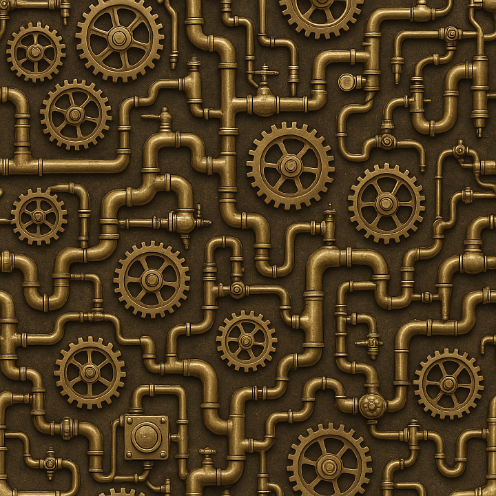 Water - Make Generative Fill Steampunk Cogs Steam Pipes Theme seamless PBR texture preview