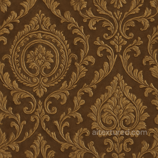 Wallpaper With Baroque Medallion And Velvet Finish Embossed Pattern seamless Wallpaper PBR texture