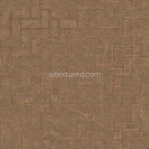 Mossy Brick Floor — Brick Floor Weathered Weathered Worn Brick — PBR seamless 3D texture