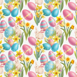 seamless Seamless 3D PBR texture of pastel Easter eggs, bunnies, and spring flowers texture 8k free download PBR