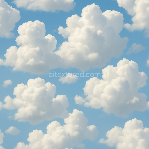 Preview — Seamless 3d texture pbr 8k of sunlit cloud highlights on puffy cumulus