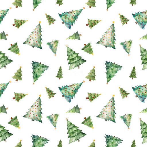 Pattern Bundle - Seamless 3D Pattern PBR Texture Featuring Watercolor Christmas Trees in Varied Styles texture preview