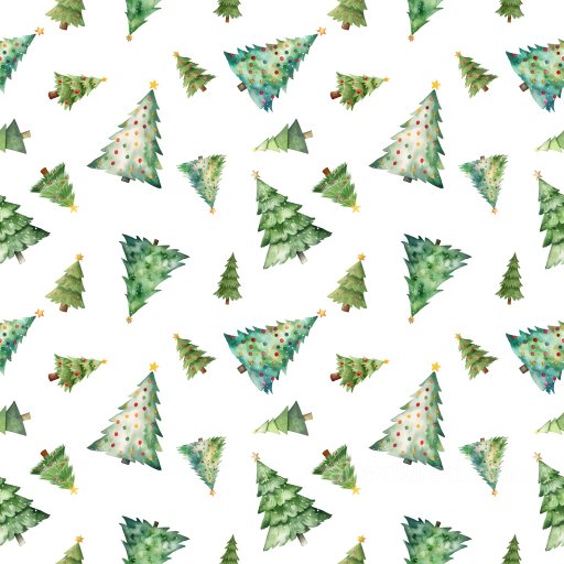 Pattern PBR Texture Featuring Watercolor Christmas Trees in Varied Styles seamless Pattern Bundle PBR texture