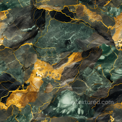 Brown and Green Marble PBR Texture with Golden Veins and Polished Finish seamless Marble PBR texture