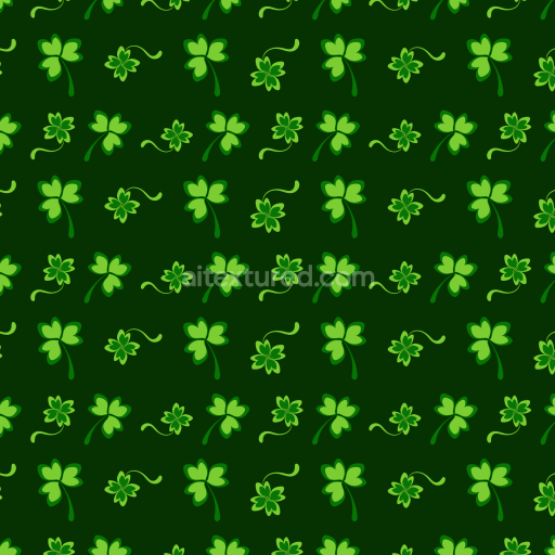 Seamless 3D PBR Texture of Stylized Shamrock Pattern on Dark Green Fabric