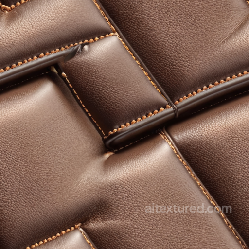 Quilted Brown Leather PBR Texture Featuring Fine Grain and Prominent Stitching seamless Leather PBR texture