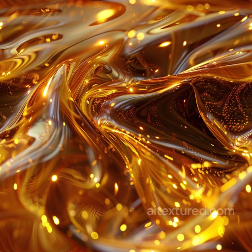 Seamless 3D PBR Texture of Glossy Amber Liquid Waves with Reflective Highlights texture preview