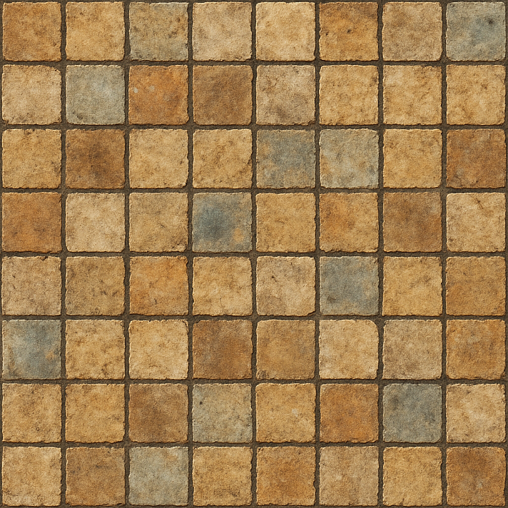 Aged Mosaic Tile seamless PBR texture preview