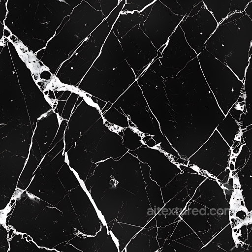 Black Marble PBR Texture Featuring Bold White Veins and Polished Finish seamless Marble PBR texture