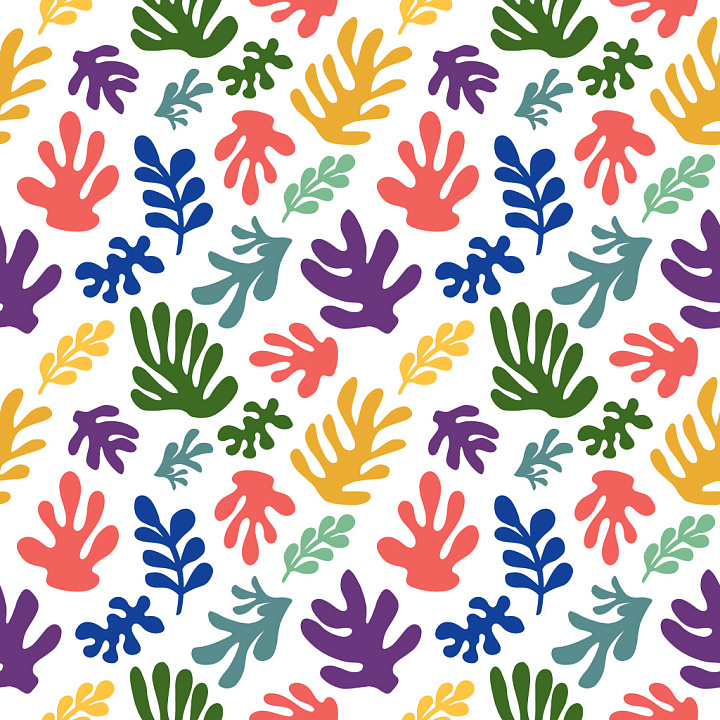Pattern with Bold Abstract Floral Motifs in Vibrant Colors seamless PBR texture preview