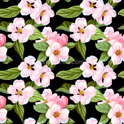Seamless 3D PBR Texture of Pink Flower Watercolor Floral Fabric Pattern