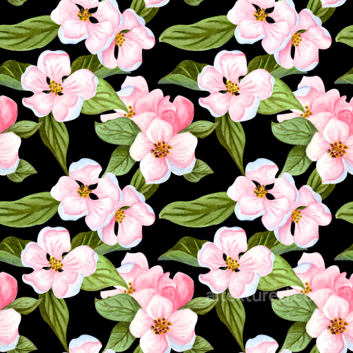 Pink Flower Watercolor Floral Fabric Pattern Seamless Texture seamless Pink Flower PBR texture