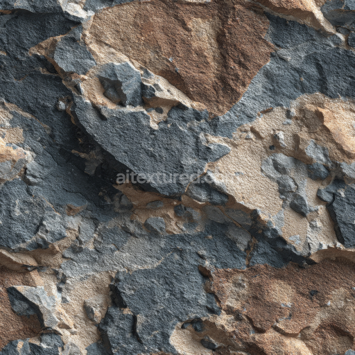 Seamless 3D Weathered Rocky Cliff Wall PBR Texture with Earthy Browns and Grays