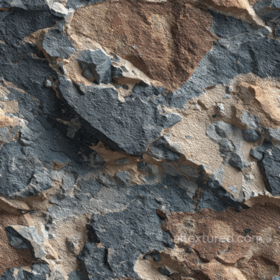 Weathered Rocky Cliff Wall PBR Texture with Earthy Browns and Grays Stone texture preview