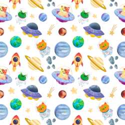 Pattern Bundle - Seamless 3D Pattern PBR Texture Featuring Playful Space Animals and Planets texture preview