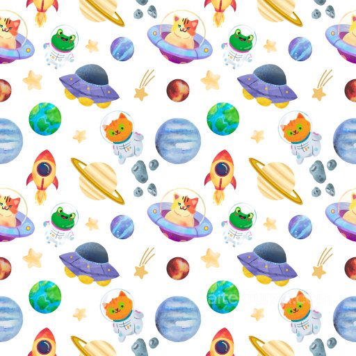 Pattern PBR Texture Featuring Playful Space Animals and Planets seamless Pattern Bundle PBR texture