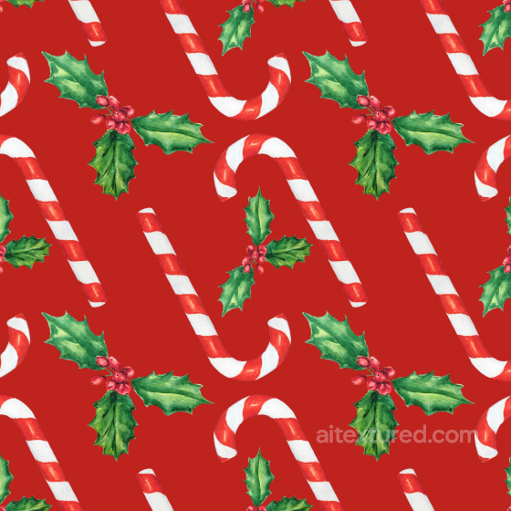 Christmas Watercolor Texture with Candy Canes and Holly Christmas Watercolor texture preview