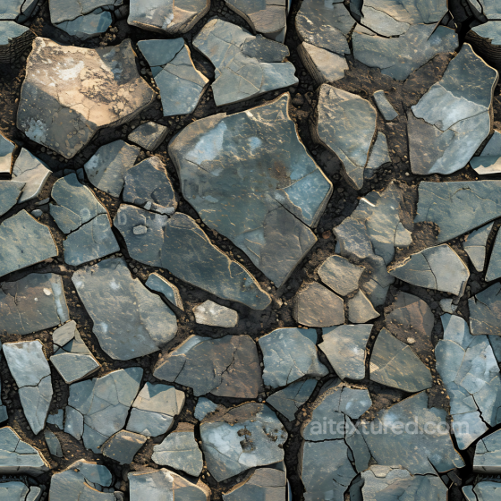 Slate Rock Ground PBR Texture with Cracked Fractures and Earth Fill Stone texture preview