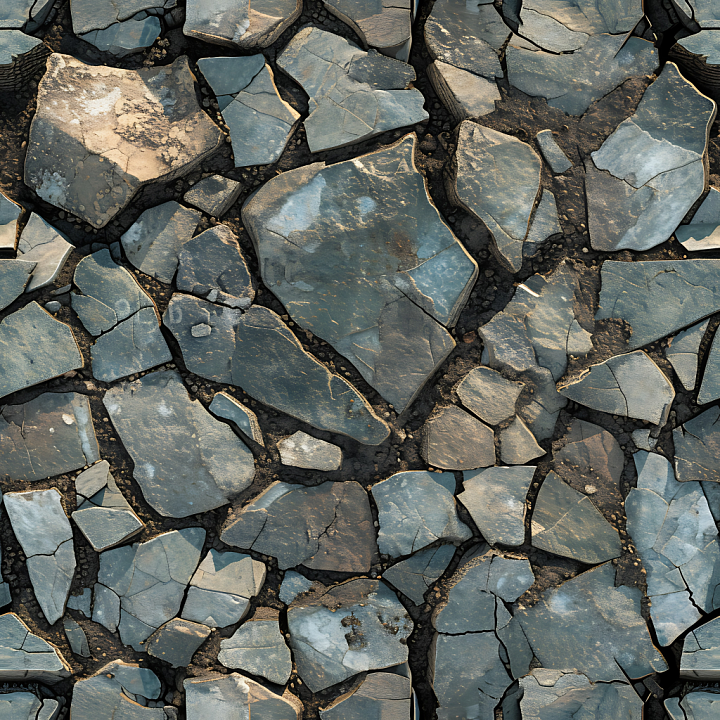 Slate Rock Ground with Cracked Fractures and Earth Fill seamless PBR texture preview