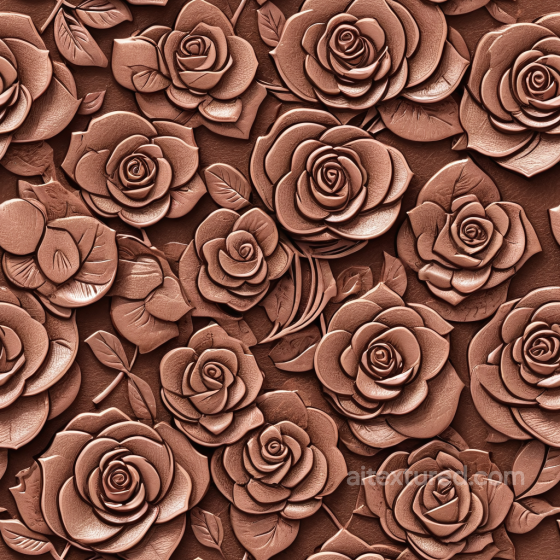 Embossed Rose Leather Texture with Warm Brown Tone and Detailed Floral Relief Leather texture preview