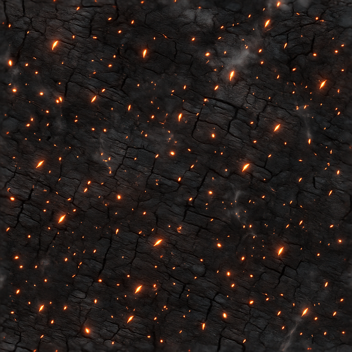 Fire Sparks And Fire Spark Dust On Charred Wood seamless PBR texture preview